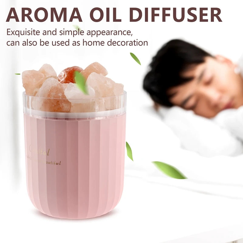 EAS-Portable USB Air Humidifier Crystal Salt Stone Aroma Oil Diffuser For Home Decor Car Desktop Air Purifier Sprayer