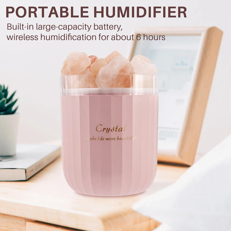 EAS-Portable USB Air Humidifier Crystal Salt Stone Aroma Oil Diffuser For Home Decor Car Desktop Air Purifier Sprayer