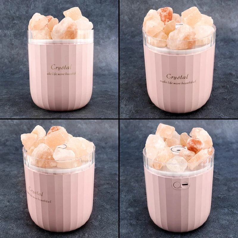 EAS-Portable USB Air Humidifier Crystal Salt Stone Aroma Oil Diffuser For Home Decor Car Desktop Air Purifier Sprayer